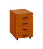 LKC 2 - 01 kontejner pojízdný, 4-zásuvkový, deska 25 mm, centrální zámek, třešeň šumavská